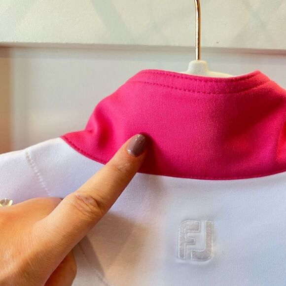 FootJoy HotĀ Pink White FullāZip Mid Layer Jacket Panel Pockets SizeāS - Picture 8 of 13
